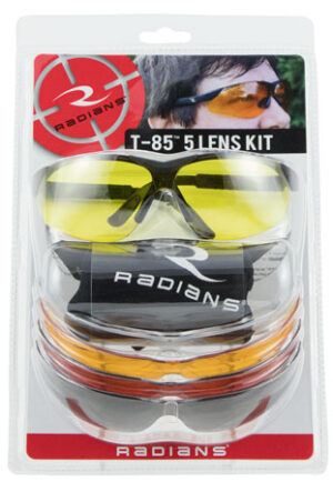 Radians T85RC T-85 Shooting Glass Kit Adult Clear/Smoke Gray/Amber/Copper/Orange Lens Polycarbonate Black Frame