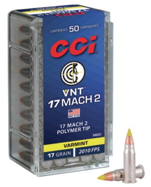 CCI VNT .17 Mach 2 17 gr jacketed polymer tip ammunition box