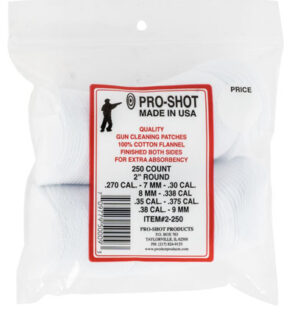Pro-Shot 2250 Cleaning Patches .270 - .38 Cal 2" Round Cotton Flannel 250 Pack