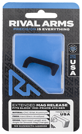 Rival Arms RA72G002A Magazine Release Extended Hard Black Anodized Aluminum for GLOCK GEN4 Pistols