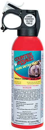 Counter Assault 15067027 Bear Spray Capsaicin Range 32 ft-7 Seconds/40 ft-8 Seconds 8.10 oz/10.20 oz 2 Cans, 2 Holsters Includes 2 Holsters