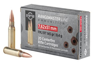 PPU RangeMaster 7.62x51 145gr FMJBT ammunition box