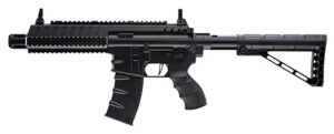 RWS/Umarex 2252120 Steel Strike Air Rifle CO2 177 BB Single Shot Or 6  Round Burst Mode, 30rd Drop Free Magazine, 900 BB Capacity Reservoir, Flat Top Picatinny Rail, Flip Up Sights, Adjustable Stock