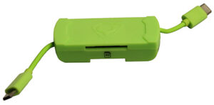 HME HMESDCRAND Memory Card Reader Android Compatible With Tablets w/Micro USB & USB Connector Up To 256GB Black/Green