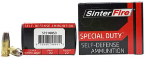 Sinterfire SF9100SD 9mm Luger 100 gr lead‑free frangible hollow point box