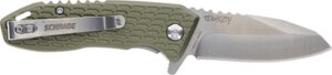 Schrade 1159317 Tenacity Folding Modified Drop Point Part Serrated Satin AUS-10A SS Blade, Green Aluminum Handle