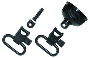 Uncle Mike's 18002 Mag Cap Swivel Set made of Steel with Blued Finish, 1" Loop Size & Quick Detach Style for 12 Gauge Remington 870 Express with Wood Stock Includes Two Super Swivels