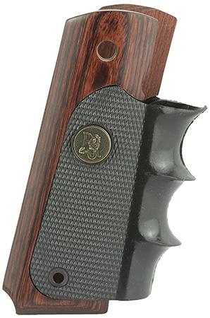 Pachmayr 00423 American Legend Grip Wraparound Black Rubber with Rosewood Trim & Finger Grooves for 1911