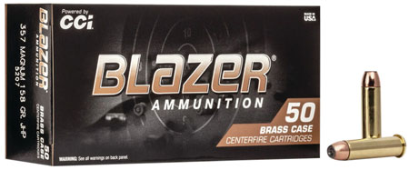CCI Blazer Brass .357 Magnum 158 gr JHP ammunition box