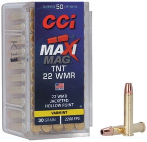 CCI 0063 Maxi-Mag TNT 22WMR 30gr TNT Jacketed Hollow Point 50 Per Box/40 Case