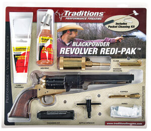 Traditions FRS18511 1851 Navy Break Open 44 Cal #11 Percussion 7.50" 6 Shot Brass Frame Blued Barrel & Cylinder Walnut Grip (Redi-Pak)