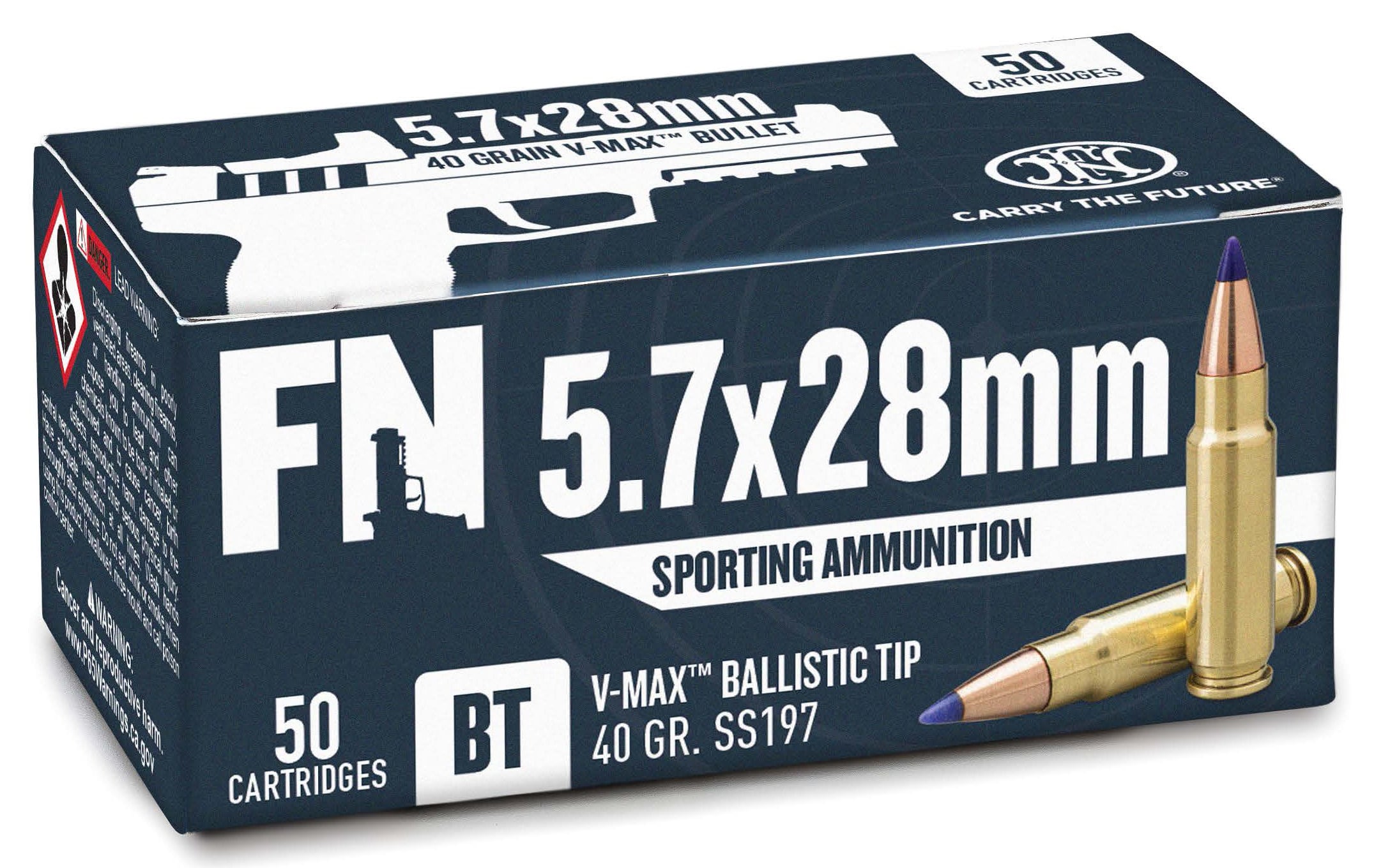 FN SS197SR 5.7x28mm Hornady V-MAX 50rd box