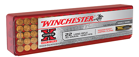 Winchester Ammo X22LRPP1 Super X 22LR 40gr Power Point Copper Plated 100 Per Box/20 Case