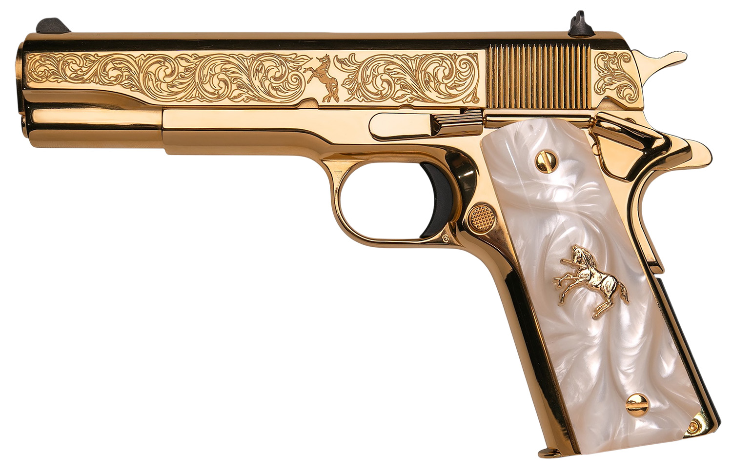 CNC CNCMIDAS COLT 1911 38 24KT GLD PEARL GRP - Firearms Direct Club