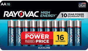 Rayovac 81516LT03 AA HIGH ENERGY Alkaline Batteries Silver/Blue 1.5 Volts 2,700 mAh (16) Single Pack