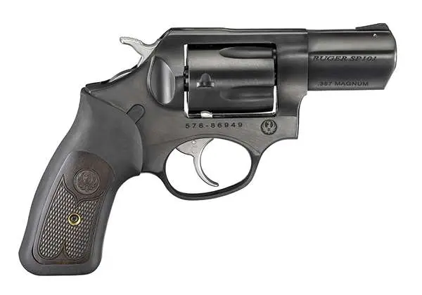 RUGER SP101 357MAG REV 2.25" BLUED, CSHND RBR WOOD GRP