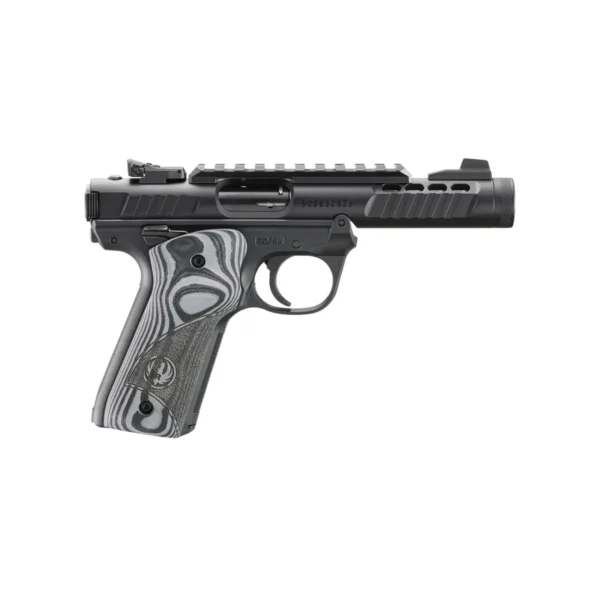 RUGER MRK IV 22/45 LITE 22LR 4.4" NON THREADED BLK ANODIZED, OVERSIZD HOGUE GRIP PLATES 2-10RD MAGS
